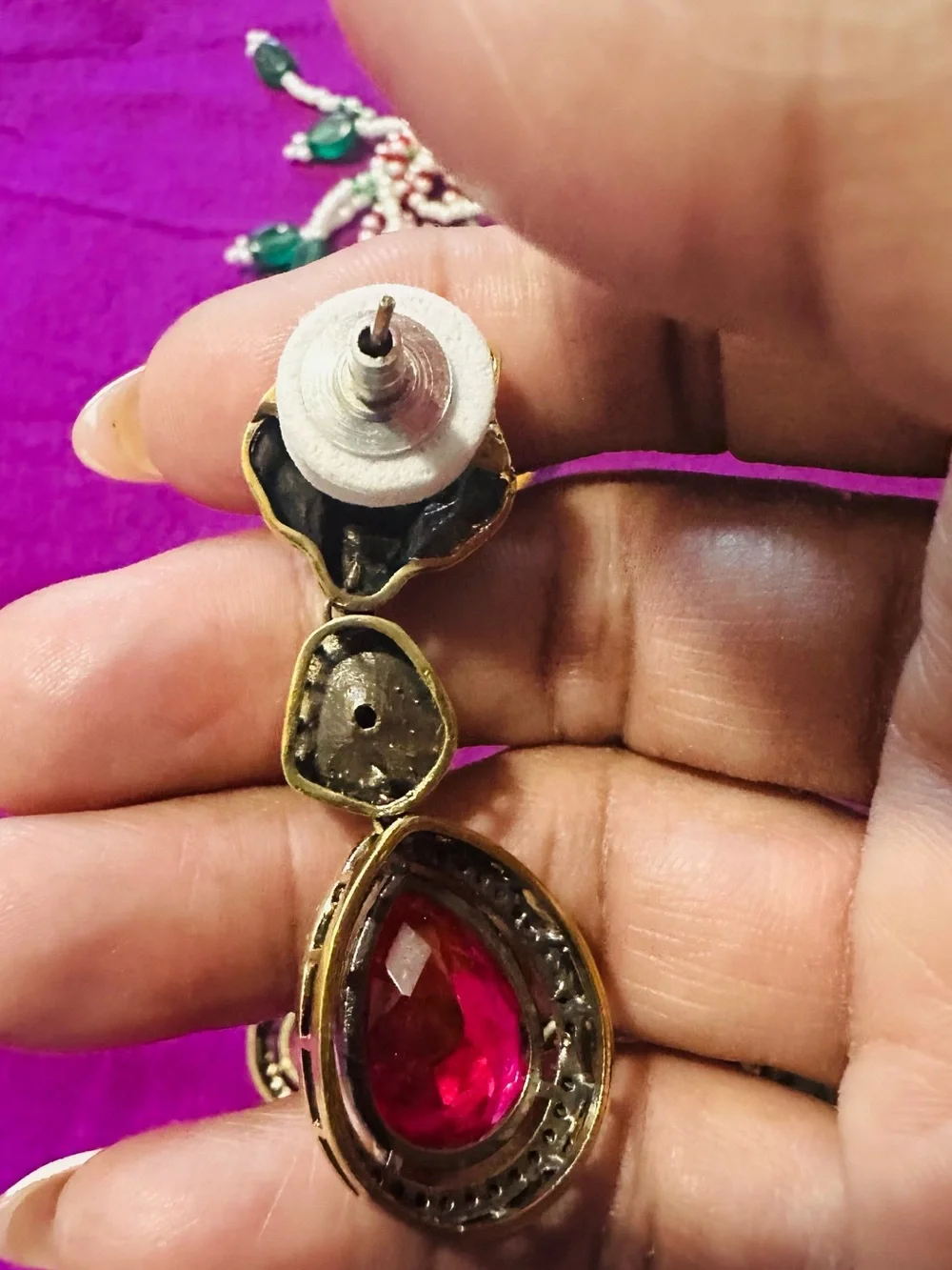 Multicolor Kundan and Moissanite Stone Teardrop Sabyasachi-brand-inspired set